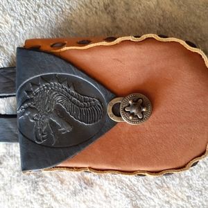 Two-Tone Leather Dragon Pouch